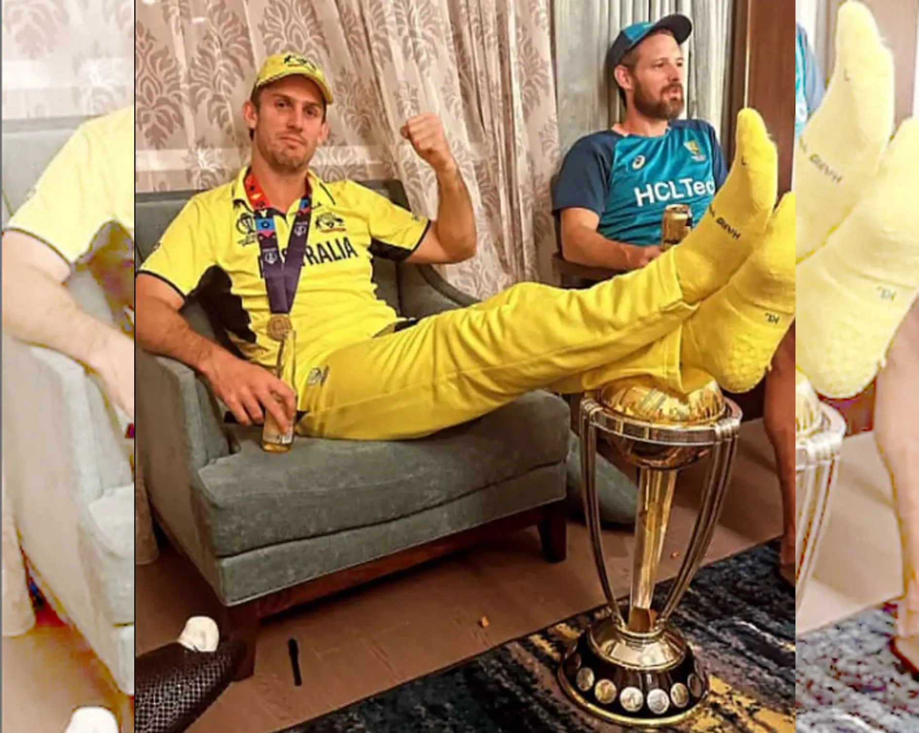 ऑस्ट्रेलियाई खिलाड़ी Marsh ने ट्रॉफी पर रखे पैर, प्रशंसकों ने कहा- तुम ट्रॉफी डिजर्व नहीं करते