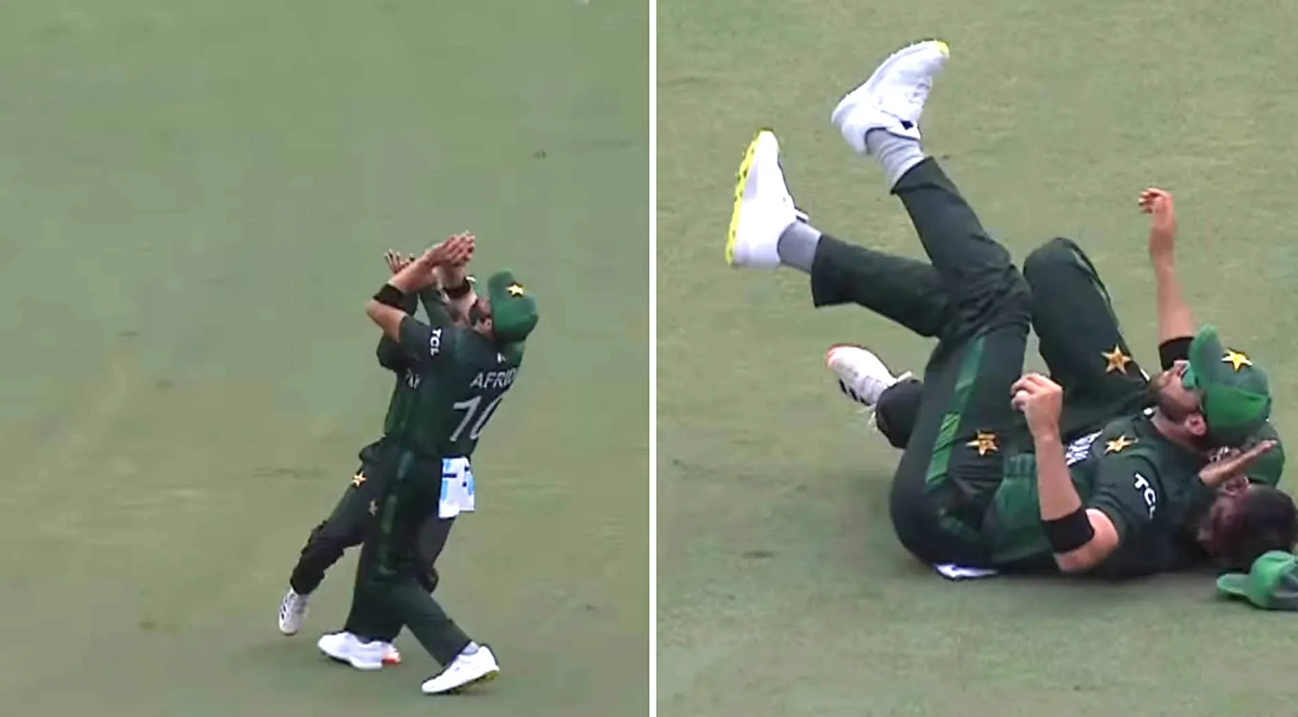 Ireland के खिलाफ मुकाबले में कैच लेने के प्रयास में टकराये शाहीन और उस्मान