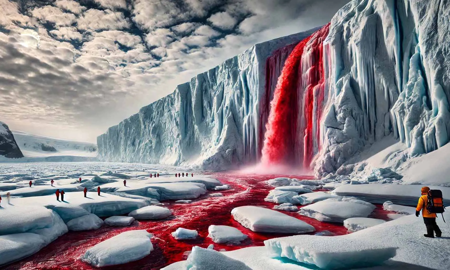 Antarctica में एक ग्लेशियर से कई सालों से बह रहा खून का झरना