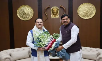 CM Dr. Yadav ने केंद्रीय मंत्री नड्डा से की सौजन्य भेंट